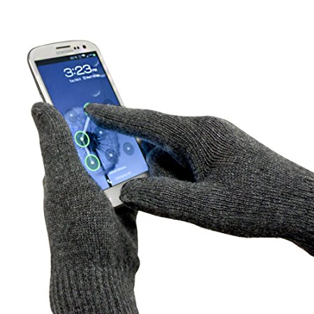 Touch Screen Gloves, GreatShield COZY [All Fingers | 95% Conductive Lambswool] Super Warm Unisex Winter Gloves for Smartphones, Tablets, Smartwatch, Kiosk & ATM (Size L - Gray)