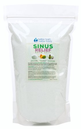 Sinus Relief Bath Salt 3 Pounds - Epsom Salt Bath Soak With Mint & Cypress Essential Oils & Vitamin C - 100% All Natural No Perfumes No Dyes - Breathe Easy & Relieve Sinus Head Cold Symptoms