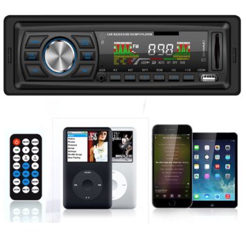 Masione Car Audio Stereo 1 DIN In Dash 12V Fm Receiver with Mp3 Radio Player and USB SD Input AUX Receiver  Remote Control