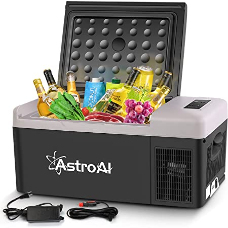 AstroAI Portable Freezer 12 Volt Car Refrigerator 16 Quart(15 Liter) Fridge for Car, RV, Van, Vehicle, Boat, Portable Freezer (-4℉~68℉) for Camping, Travel, Fishing Outdoor — 12/24V DC and 100/240V AC Gift for Valentine's Day，Valentine's Day present