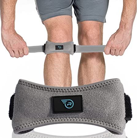 Run Forever Sports Patella Strap Knee Brace Support for Arthritis, ACL, Running, Basketball, Meniscus Tear, Sports, Athletic. Best Knee Brace for Hiking, Soccer, Volleyball & Squats (Pack Of 1, Grey)