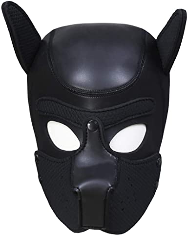 Adults Neoprene Dog Head Mask, Removable Cosplay Full Face Puppy Head Mask