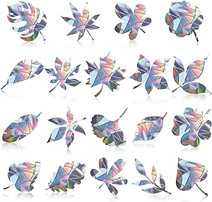 32 Pieces Window Strike Prevention Stickers Decals Anti Collision Window Clings Hummingbird Butterfly Leaf Shapes Stickers Window Stickers Prevent Bird Strikes on Glass (Simple Style)