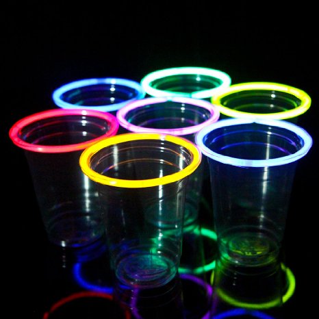 24 Glow Stick Party Cups, 16-18 Oz. (6 Color Mix)