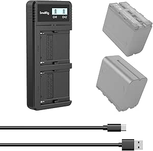 SmallRig Fast Charger Dual USB Charger with LCD Display for Sony NP-F970 NP-F930 NP-F950 NP-F960 NP-F550 NP-F530 NP-F330 NP-F570 Battery - 4086