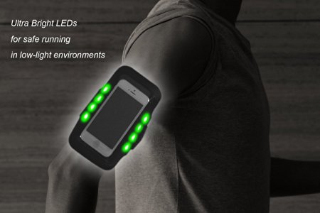 L&X SPORTS Updated LED Cell Phone Sports Armband for Running [3 Modes LED] - One Size Fits Most Devices (4.7" or Smaller) - Lightweight,Sweat/Water Proof & Key Pocket,Room for Card/Cash, Adjustable