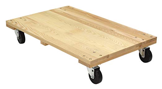 Vestil HDOS-2436-12 Solid Deck Hardwood Dolly with Hard Rubber Casters, 1200 lbs Capacity, 36" Length x 24" Width x 6-3/4" Height