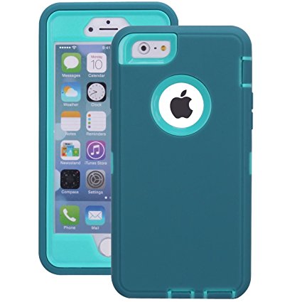 iPhone 6 Plus/6S Plus Case, Crosstree Heavy Duty Shockproof Series Case for iPhone 6 Plus /6S Plus (5.5") with Built-in Screen Protector Compatible with all US Carriers (Teal/Lt Blue)