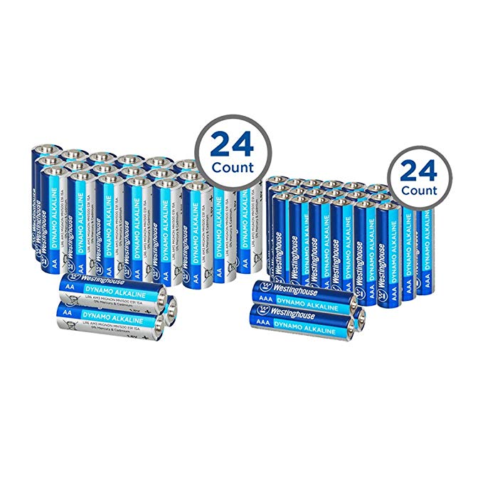 Westinghouse Alkaline Batteries, AAA   AA Alkaline Battery, Primary Batteries, Bulk Pack, 48 Count (AAA AA, 48 Counts)