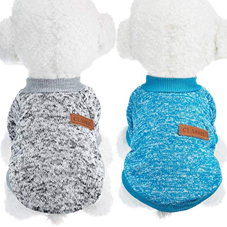 SATINIOR 2 Pieces Pet Clothing Winter Puppy Classic Warm Coat Winter Puppy Sweater Puppy Knitwear Clothes