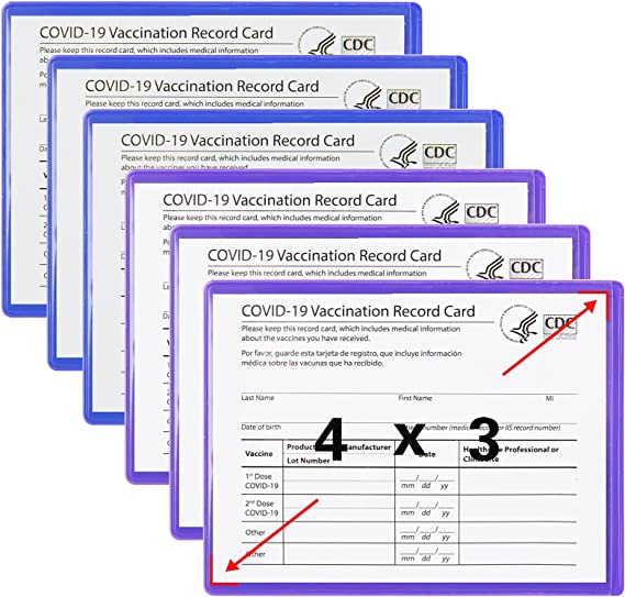 CDC Vaccination Card Protector 4 X 3 in Immunization Record Vaccine Cards Holder Clear Vinyl Plastic Sleeve with Waterproof Type Resealable Zip (6)