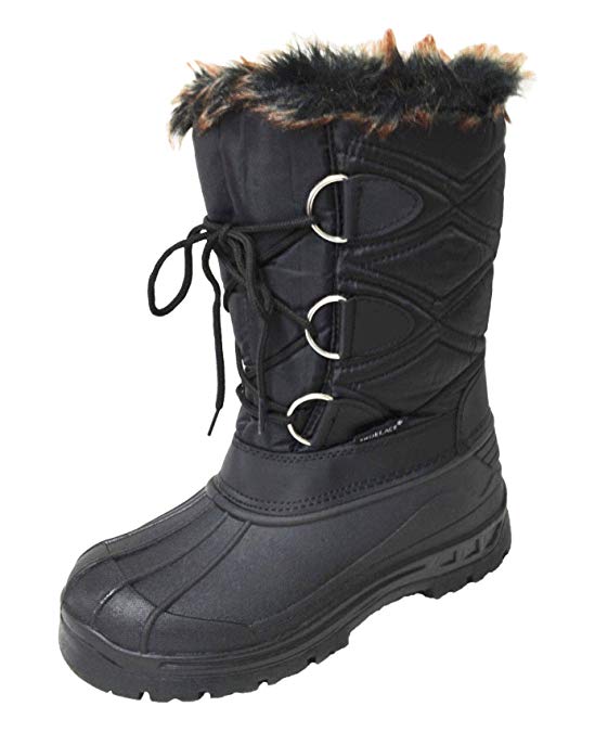 Happy Bull Women's Snow Winter Water Resistant Lace-up Comfort Durable Warm Boots Black (Marley1/3)