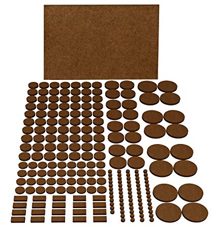 Trooer Pack Furniture Pads Self Adhesive Felt Pads 235 Piece! Various Sizes Non Slip Chair Leg Pads with Many Big Sizes - Protect Your Hardwood & Laminated Flooring(Brown)