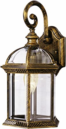 Trans Globe Lighting Trans Globe Imports 4181 BG Traditional One Light Wall Lantern from Wentworth Collection in Bronze/Dark Finish, Black Gold