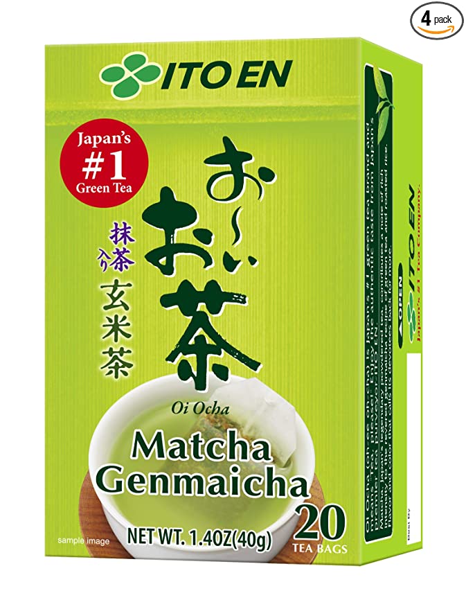 Ito En Oi Ocha Genmaicha Tea, 20-Count, 1.8 Ounce Boxes (Pack of 4)