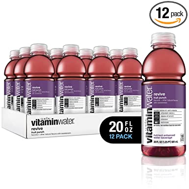 vitaminwater electrolyte enhanced water w/ vitamins, revive fruit punchy, 20 fl. oz (Pack of 12)