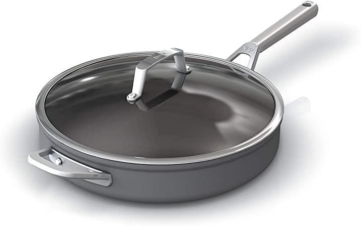 Ninja C30140C, Foodi NeverStick Premium 4-Quart Sauté Pan with Glass Lid, Silver (Canadian Version)