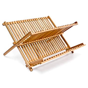 Attractive new Folding Dish Rack With Natural Bamboo Wood & Stylish Design