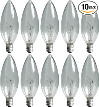 GE 74978 25-Watt Candelabra Light Bulb, Blunt Tip, 10-Pack