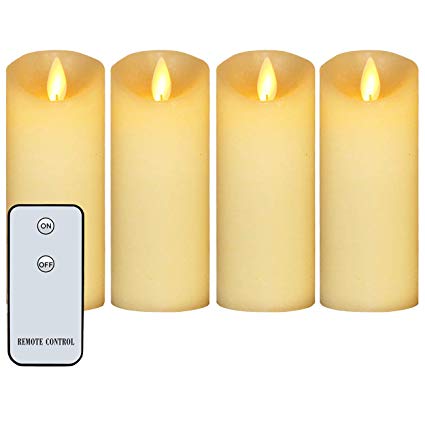 Flameless Candles Dancing Flame Led Candles H5" xD2" Real Wax Battery Operated Decorative Candles with Remote Control