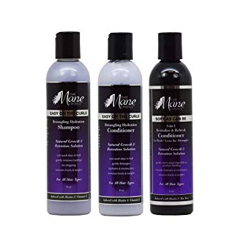 THE MANE CHOICE Easy On The Curls Detangling & Hydration Shampoo & Conditioner and Soft As Can Be 3-in-1 Conditioner ( 8 Ounces / 230 Milliliters ) - Complete Hair Treatment For Your Curls