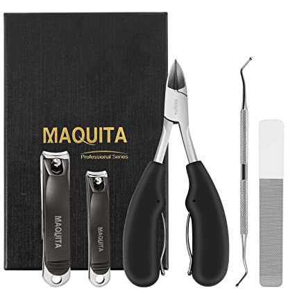 MAQUITA Nail Toenail Clippers Set and 5Pcs Nail Pedicure kit with Stainless Steel Professinal Sharp Manicure Set Fingernail Clippers for Men Women Safety Home Tools