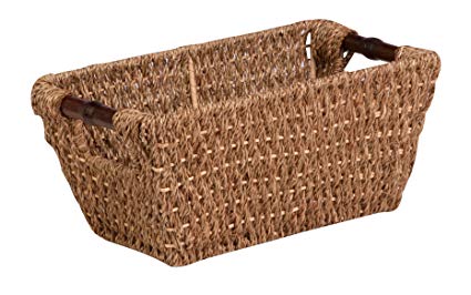 Honey-Can-Do STO-02964 Sea Grass Basket Tote with Handles, 14 by 8 by 6-Inch, Natura