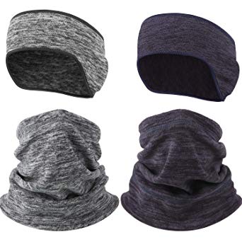 4 Pieces Fleece Ear Warmer Headband Neck Warmer Gaiter Unisex Winter Windproof Headband Face Mask