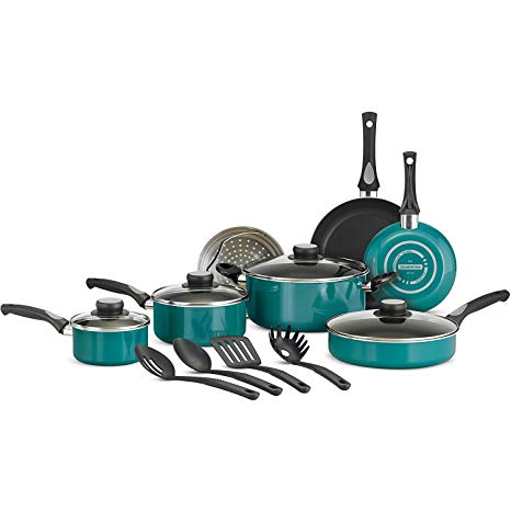 Tramontina 15-Piece Nonstick Cookware Set, Teal Blue