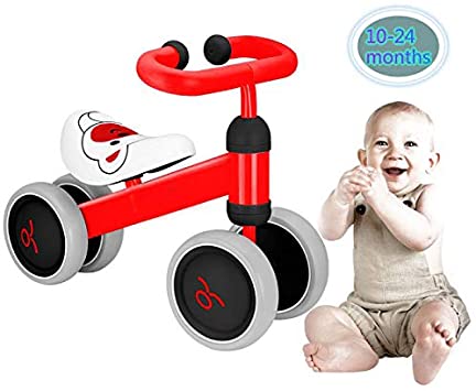Ewoki Baby Walker Balance Bikes Bicycle Toy for Children 10-24 Months，Outdoor Toddler Bike for1 Year Old Boys Girls No Pedal Infant 4 Wheels First Birthday Gift(Red)