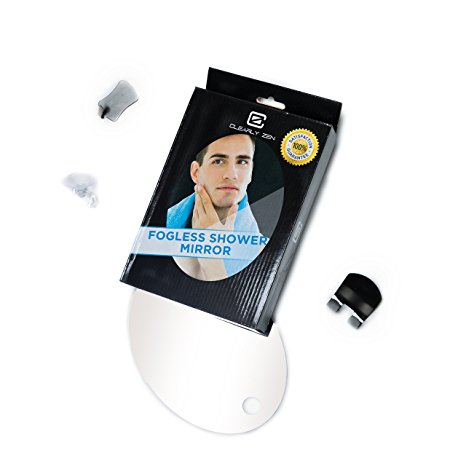 Fogless Shower Mirror For A Great Shave (New Larger Size) - Razor Hook, Stanless Steel and Suction Cup for Easy Install - Modern Antifog Nanotechnology - Shatter Proof