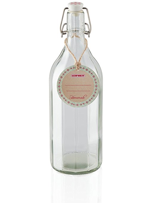 Leifheit Glass Bottle Faceted Sides, Transparent, 1000 ml