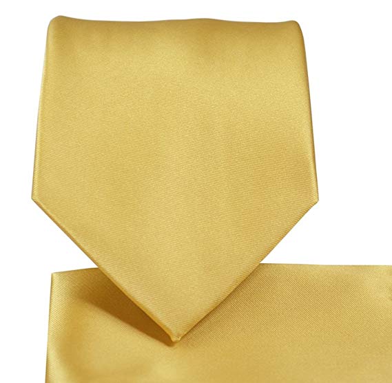 Solid Pattern NeckTie and Matching Pocket Square Handkerchief Set