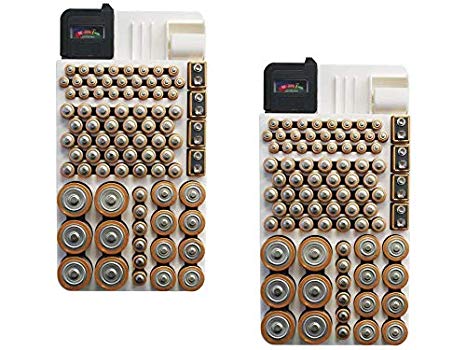 Battery Organizer Storage Case by Range Kleen Holds 82 Batteries Various Sizes WKT4162 Removable Battery Tester, 2 Pack