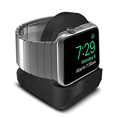 AWINNER Compact Stand Compatible with iWatch Series 4,Series 3, Series 2, Series 1 - Nightstand Mode Compatible - Support Stand with Integrated Cable Management Slot (38mm & 42mm Compatible) (Black)