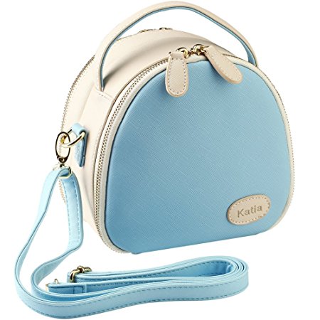 Katia Mini 9 Zipper Universal Camera Case for Fujifilm Instax Mini 8 Film Camera, HP Sprocket Portable Photo Printer/ Polaroid Snap Camera with Shoulder Strap - Blue