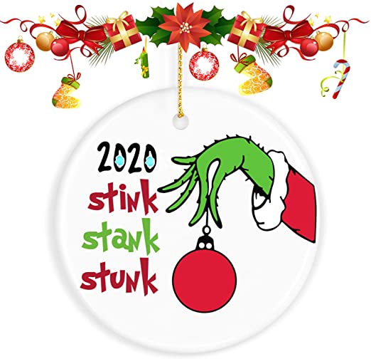 ValueVinylArt 2020 Christmas Ornaments Quarantine, The Grinch Christmas Decor Funny Home Decor Christmas Tree Decoration - Best Gifts for Christmas