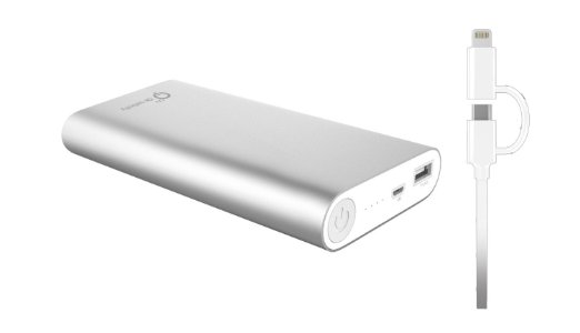 [Qualcomm Certified] Qi-infinity™ 20,000mah Quick Charge External Battery (Input and Output Both) with [Apple Certified Mfi] 2-in-1 Micro Usb-lightning Cable