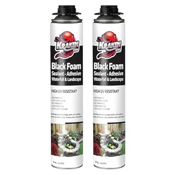 Kraken Bond Black Spray Waterfall Foam Sealant - (2x24oz) Expanding Polyurethane Pond Foam Sealer Black, UV Resistant Insulating Spray for Landscape & Exterior, Gun Use, Gun Not Included, 2 Pack