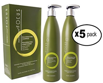 Perfect Hair Natural Shampoo and Conditioner Set - Rejuvenating Proprietary Hair Growth Formula Infused with Essential Oils - Stimulates and Strengthens Thinning Hair - 5 Pack