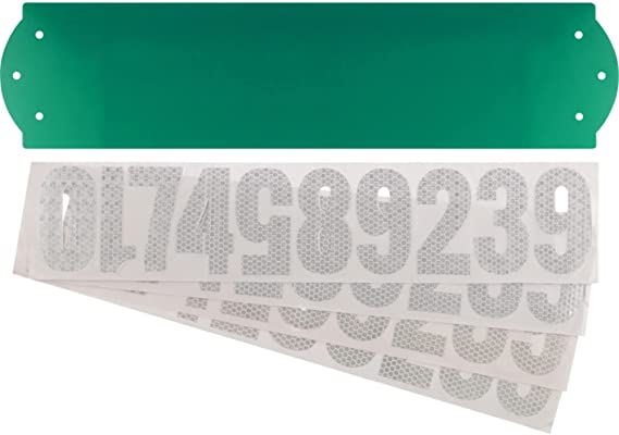 Hillman 840271 911 Safety Address Sign Kit with Predrilled Mounting Holes includes Self Adhesive 3 Inch Numbers 0 to 9, Reflective Green Plate and Prismatic White Plastic Letters, 4.5x18 Inches 1-Sign