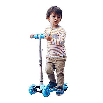 Vokul VK-1281F LED light 3 Wheel Mini Kick Scooter with Adjustable Height(Green Material/Durable Frame)