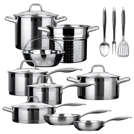 Secura SSIB-17 17 Piece Induction Cookware Set, Stainless Steel