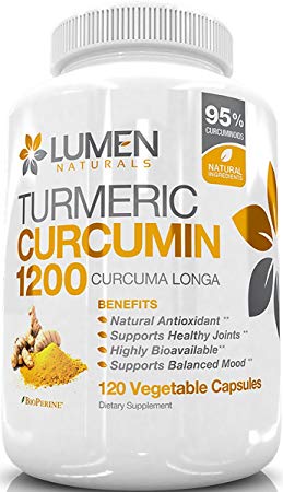Turmeric Curcumin with BioPerine Black Pepper - 1200mg Extra Strength & Fast Acting Anti-Inflammatory Capsules - Naturally Relieve Joint & Back Pain with 95% Standardized Curcuminoids - 120 Count