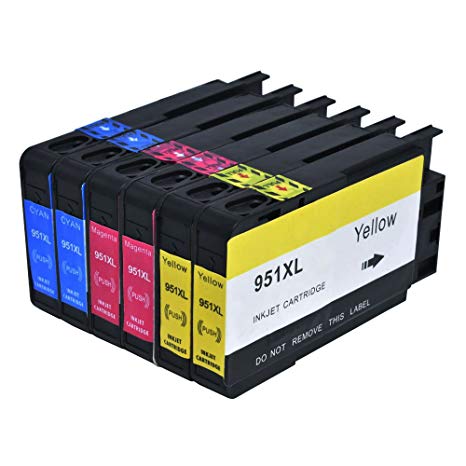 JUSTCOLOR Replacement for HP 950XL 951XL Ink Cartridge New Updated Compatible with HP OfficeJet Pro 8600 8610 8620 8100 8630 8660 8640 8615 8625 276DW 251DW 271DW Printer (2C&2M&2Y)