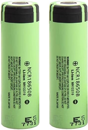 Svenirven 2 Packs 3.7V Flat top Rechargeable Batteries for Headlamp, LED Flashlight, Electronic Devices etc (Green)