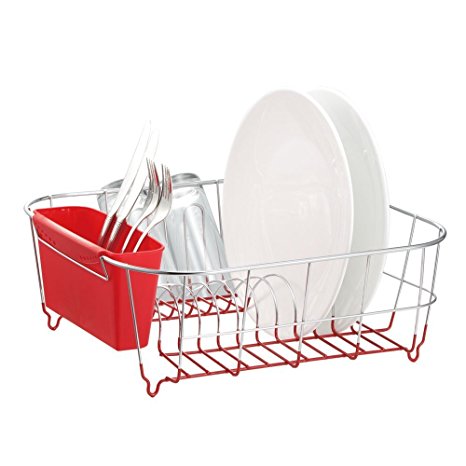 Deluxe Chrome-plated Steel Small Dish Drainers (Red)