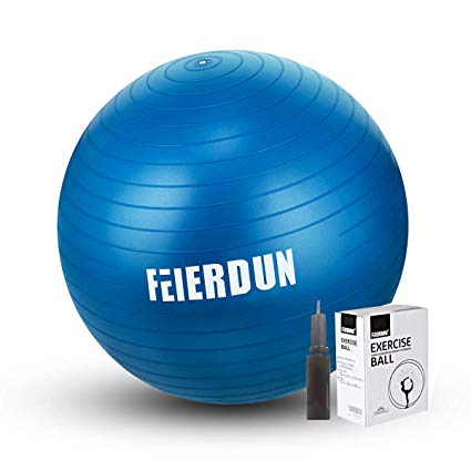 FEIERDUN Fitness Health Exercise Ball, Heavy Duty Birthing Ball Anti-Burst/Slip Yoga Ball with Quick Pump for Office/Home/Gym Abdominal Training