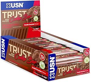 USN Trust Cookie Bar, Triple Chocolate Protein Cookie: High Protein Bars, Perfect On-the-Go & Post-Workout Protein Snacks (12 x 60g Bars per Pack)