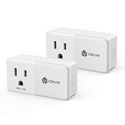 iClever 2 Pack Smart Plug Wi-Fi Mini Outlets 15A Remote Control Outlet with Timing Function, Compatitible with Alexa,Google Assistant and IFTTT